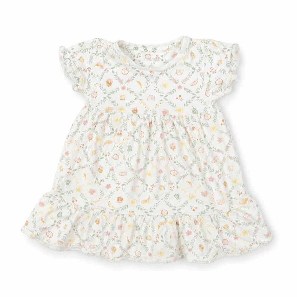 Nutmeg Girls Multicoloured Floral Cotton Skater Dress Size 6-9 Months Round Neck Snap