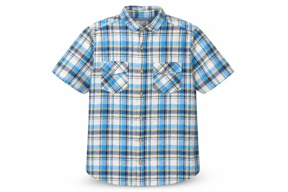 BHS Mens Blue Plaid Cotton Button-Up Size S Collared Button