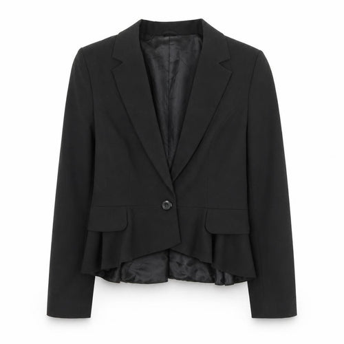 Dorothy Perkins Womens Black Polyester Jacket Blazer Size 10 - Frill Detail