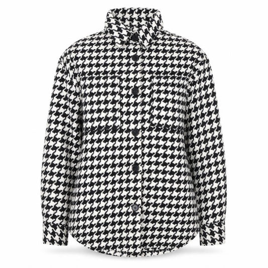 Front view of Primark women’s black geometric jacket, size UK 6, button