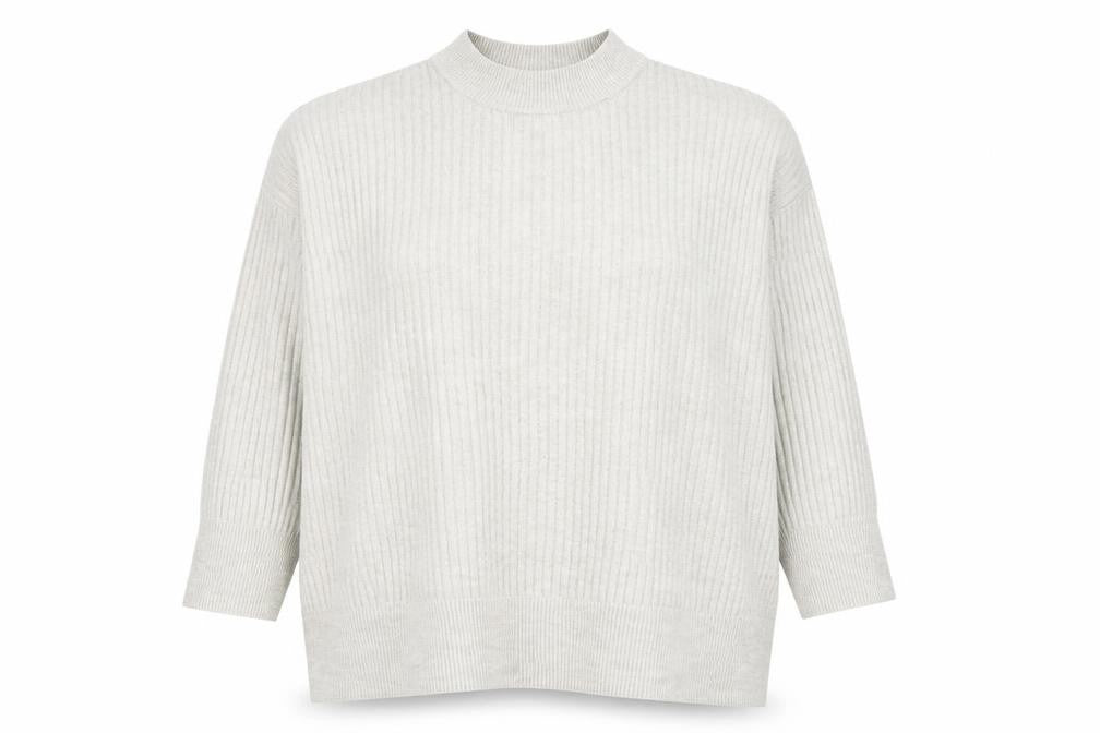 Front view of H&M women’s grey round neck polyester jumper, size XL