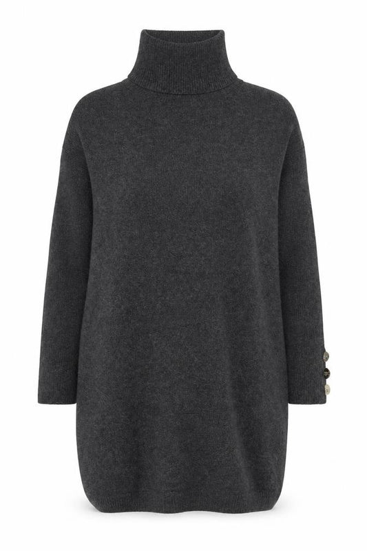 Front view of Primark women’s grey roll neck polyester jumper, size UK 10