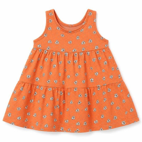Primark Girls Orange Floral Cotton Shift Size 12-18 Months Round Neck Pullover - Daisy Tiered