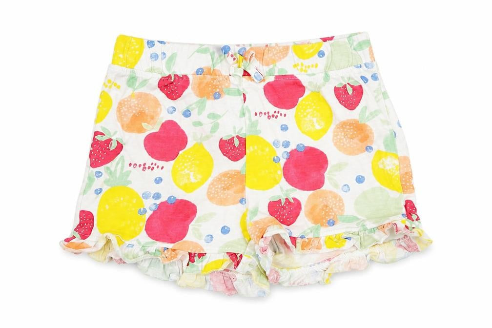 Primark Girls White Geometric Cotton Cropped Trousers Size 24 Months Pullover - Fruit/Shorts