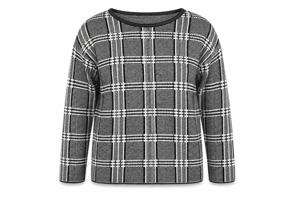 Marks and Spencer Womens Black Round Neck Plaid Acrylic Pullover Jumper Size 12