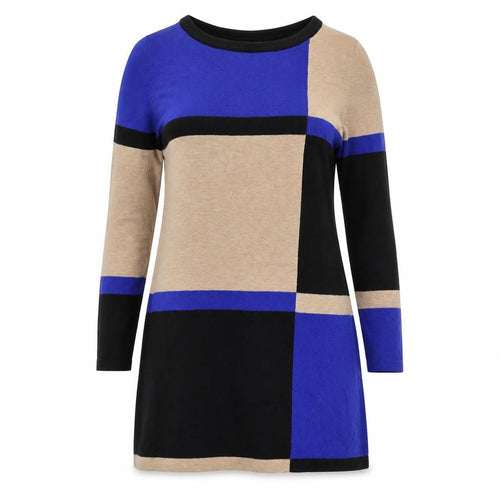 Marks and Spencer Womens Multicoloured Round Neck Striped Cotton Tunic Jumper Size 14