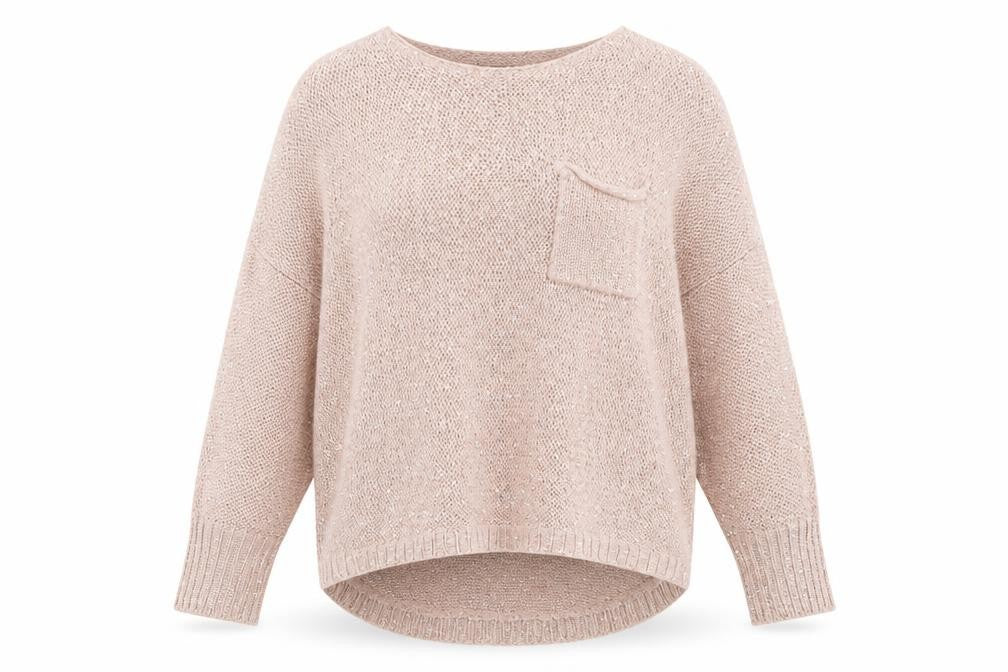 Select Womens Pink Boat Neck Acrylic Pullover Jumper Size 12 - Pocket Detail