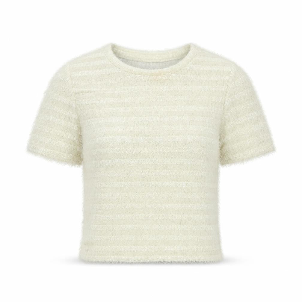 Front view of New Look women’s white polyamide basic t-shirt, size UK 8, round neck