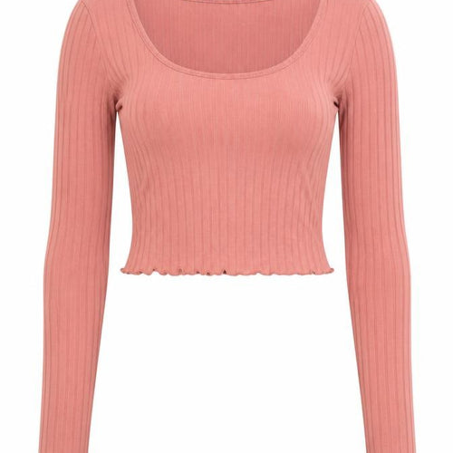 NA-KD Womens Pink Polyester Cropped T-Shirt Size S Scoop Neck