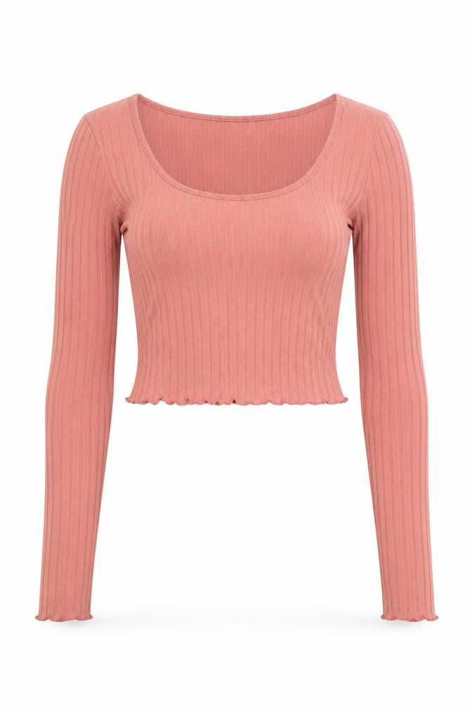 NA-KD Womens Pink Polyester Cropped T-Shirt Size S Scoop Neck