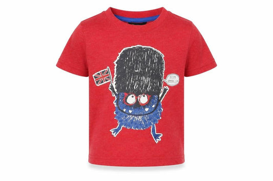 Front view of George Baby Red Cotton Pullover T-Shirt, size 18-24, Months Crew Neck Pullover - London Monster