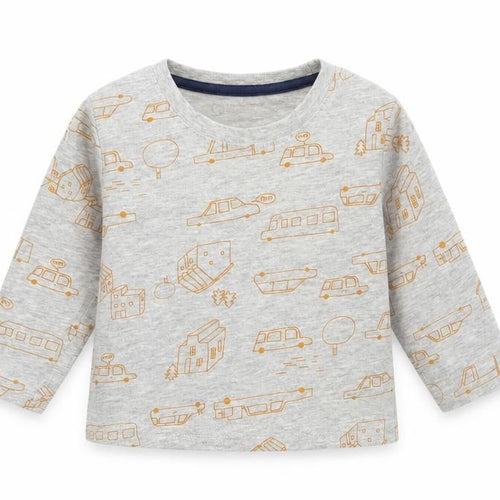 Primark Baby Grey Geometric Cotton Pullover T-Shirt Size 12-18 Months Crew Neck Pullover - Car Print