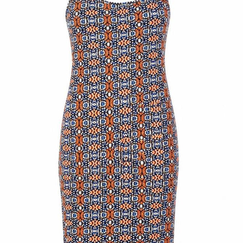 New Look Womens Multicoloured Geometric Viscose Tank Dress Size 8 Scoop Neck Pullover