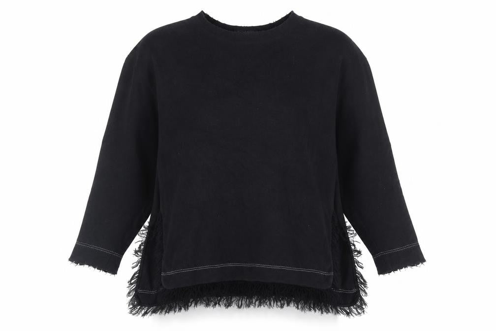 Front view of Topshop women’s black 100% cotton pullover sweatshirt, size UK 12, pullover