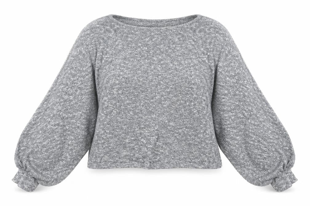 Front view of SHEIN women’s grey scoop neck polyester jumper, size L