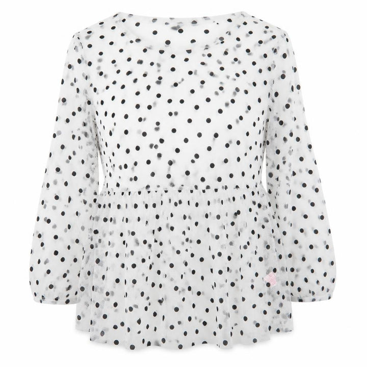 Primark Womens White Polka Dot Polyester Basic Blouse Size M Round Neck