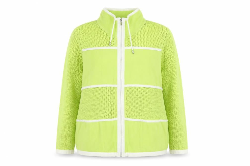 Chicos Womens Green High Neck 100% Cotton Full Zip Jumper Size M
