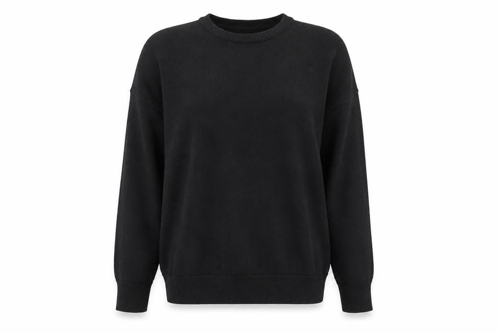 Front view of New Look women’s black round neck polyester jumper, size M