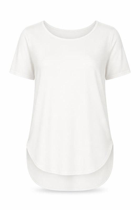 Front view of Parisian Collection women’s white polyester basic blouse, size UK 8, round neck
