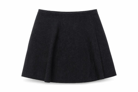 Front view of Tahari women’s grey acrylic skater skirt, size S
