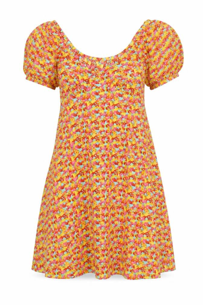 Front view of Primark women’s multicoloured floral viscose a-line, size UK 6, cowl neck pullover