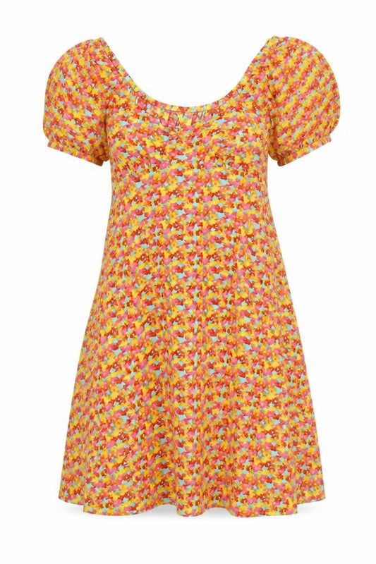 Front view of Primark women’s multicoloured floral viscose a-line, size UK 6, cowl neck pullover