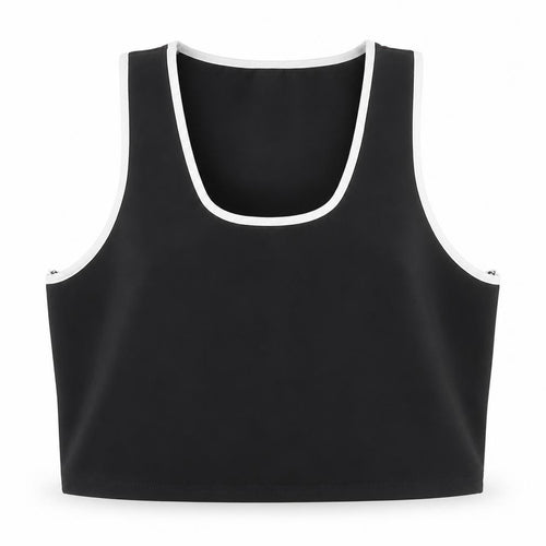 Preworn Womens Black Polyester Cropped Tank Size 3XL Scoop Neck