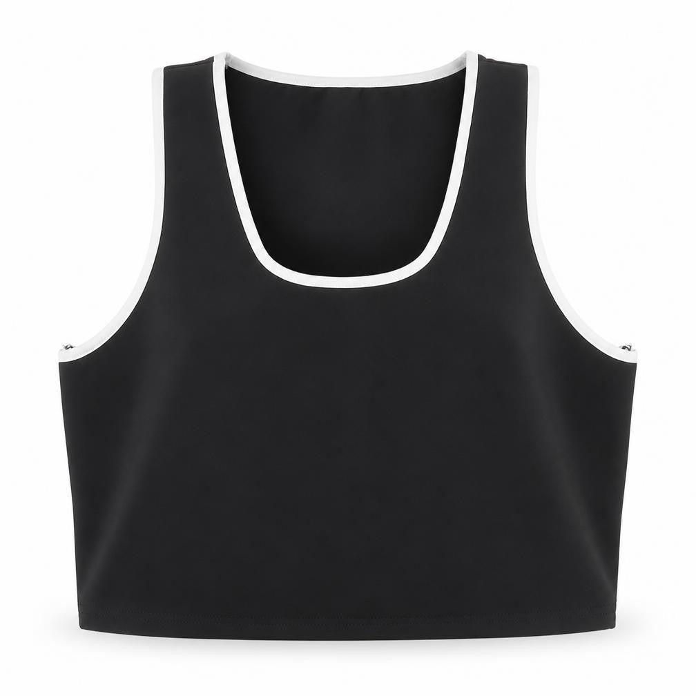 Preworn Womens Black Polyester Cropped Tank Size 3XL Scoop Neck