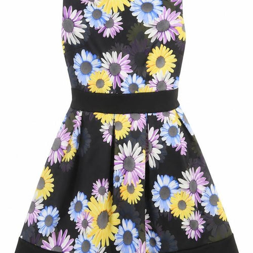 Preworn Womens Multicoloured Floral Polyester Fit & Flare Size S Crew Neck Zip