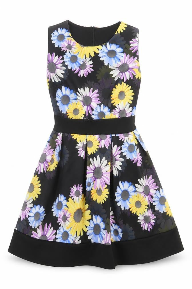Preworn Womens Multicoloured Floral Polyester Fit & Flare Size S Crew Neck Zip