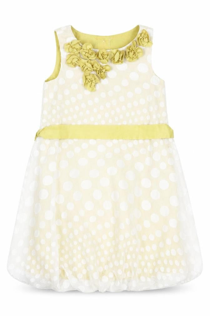 Autograph Girls Green Polka Dot Polyester A-Line Size 3-4 Years Crew Neck Button - Floral