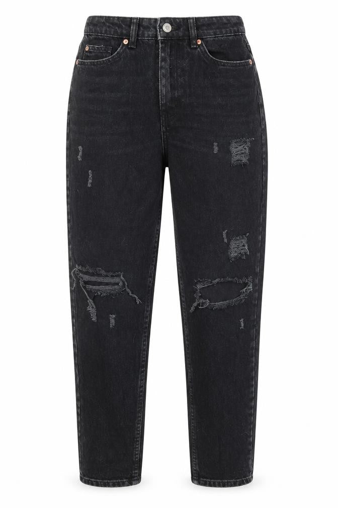 Denim & Co. Womens Black Cotton Straight Jeans Size 6 L29 in Regular Button