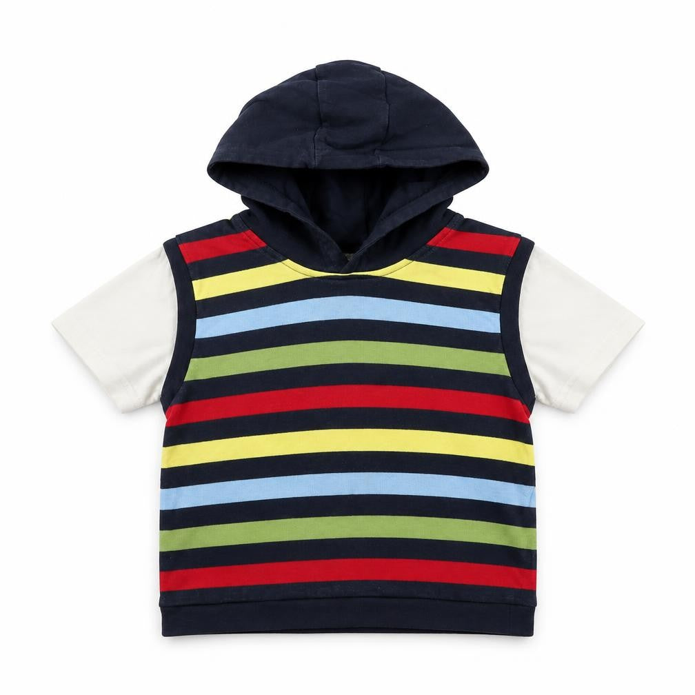 Front view of George boys’ multicoloured striped cotton pullover hoodie, size 2, years pullover