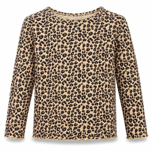 NEXT Girls Brown Animal Print Cotton Basic Casual Size 12-18 Months Crew Neck Pullover - Leopard Print