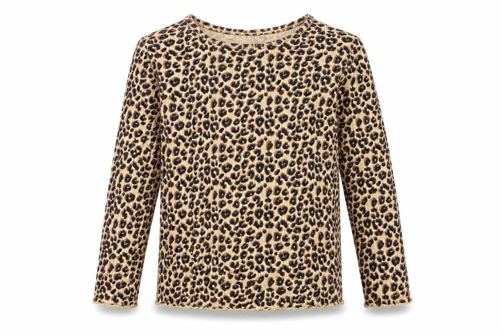 NEXT Girls Brown Animal Print Cotton Basic Casual Size 12-18 Months Crew Neck Pullover - Leopard Print