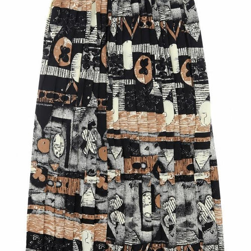 Preworn Womens Black Geometric Polyester A-Line Skirt Size 30 in