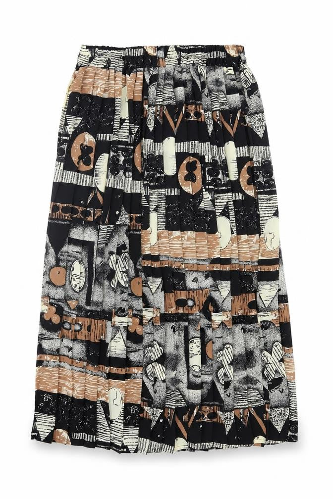 Preworn Womens Black Geometric Polyester A-Line Skirt Size 30 in