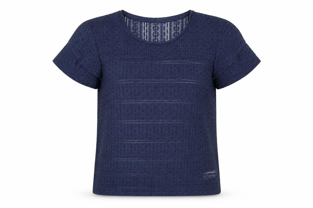 Next Womens Blue Geometric Nylon Basic Blouse Size 10 Crew Neck