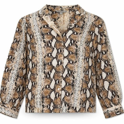 Dorothy Perkins Womens Gold Animal Print Polyester Basic Blouse Size 12 V-Neck - Snakeskin