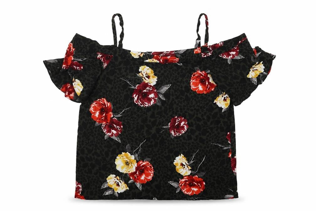 Front view of Dorothy Perkins women’s multicoloured floral polyester basic blouse, size UK 10, round neck