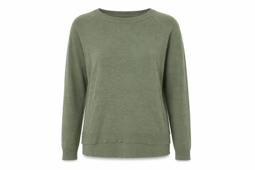 Front view of Primark women’s green round neck polyester jumper, size L