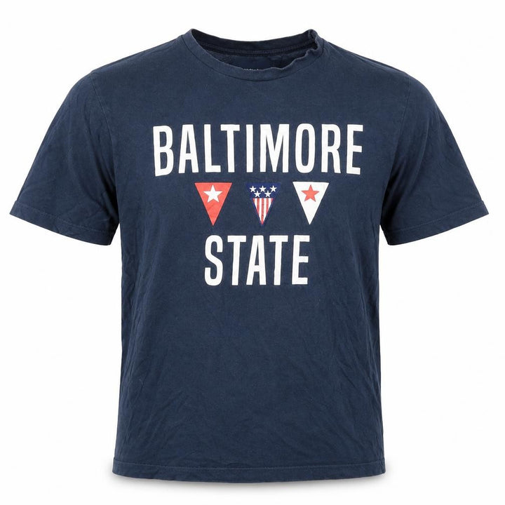 Pull&Bear Mens Blue Cotton T-Shirt Size M Round Neck - Baltimore State