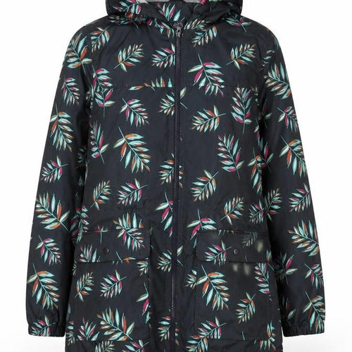 Marks and Spencer Womens Blue Floral Anorak Coat Size S Zip - Leaf Print