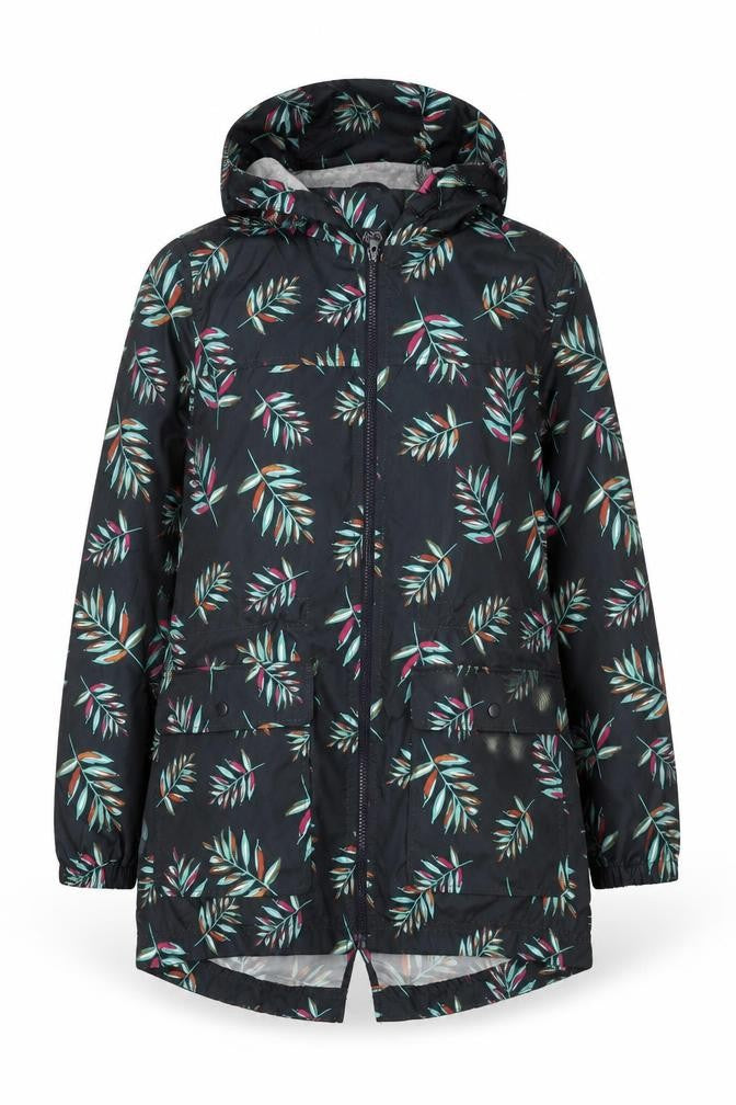 Marks and Spencer Womens Blue Floral Anorak Coat Size S Zip - Leaf Print