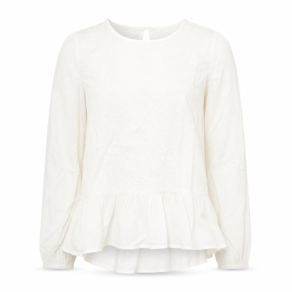 Dunnes Stores Womens White Viscose Ringer Blouse Size 8 Round Neck - Peplum
