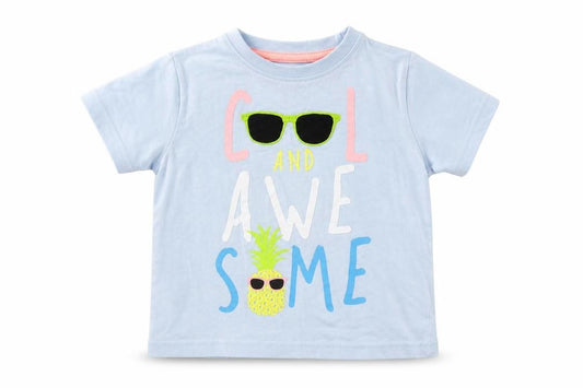 Front view of Urban Rascals boys’ blue cotton basic t-shirt, size 12-18, months round neck - cool and awesome