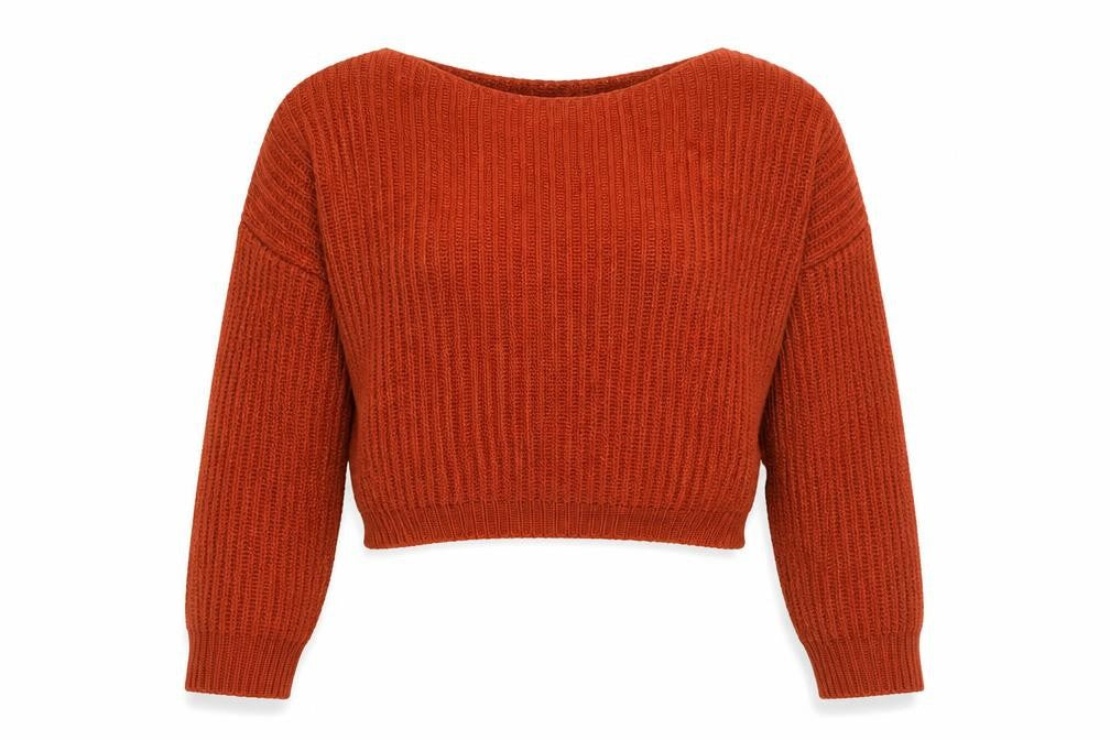 Boohoo Womens Orange Round Neck Acrylic Pullover Jumper Size S - Low back Lace Trim