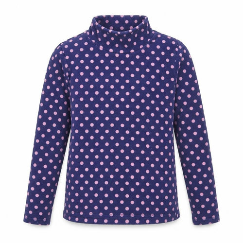 Uniqlo Girls Blue Polka Dot Polyester Basic T-Shirt Size 12 Years High Neck Pullover