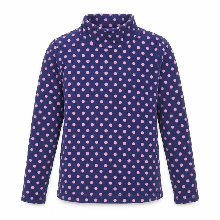 Uniqlo Girls Blue Polka Dot Polyester Basic T-Shirt Size 12 Years High Neck Pullover