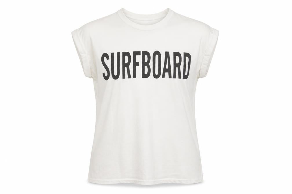 Original Essentials Womens White Polyester Basic T-Shirt Size S Round Neck - Surfboard